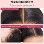 YIROO Ombre Chestnut Brown Bye Bye Knots Wig Loose Wave 7x5 Lace Front Glueless Wig Human Hair Pre Plucked Pre Cut Put on and Go Ready to Wear Wig Pre Bleached 150% Density 24inch