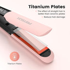 PRITECH Flat Iron Hair Straightener and Curler 2 in 1, Titanium Flat Iron with Negative Ions, Adjustable Temp(248℉-450℉) and Automatic Shut Off (Pink)