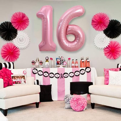 TONIFUL 40 Inch Pink Number 16 Balloon Large Foil 16th Birthday Decorations | - Image 4