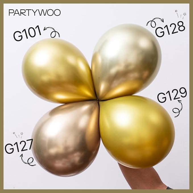 PartyWoo Metallic Gold Balloons 50pcs Chrome Gold Color 12 Inch | Balloons - Image 4