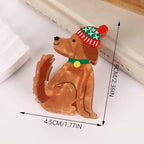 Christmas Hair Clips for Women, Cute Christmas Puppy Hair Claw Clips Funny Strong Hold Dog Jaw Clips with Hat Design Non-slip Animal Winter Hair Barrettes Xmas Hair Accessories Decoration
