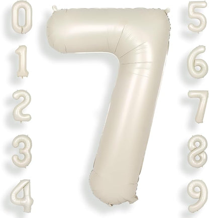 SUWEN 40 Inch Cream White Large 7 Balloon Numbers Big Foil Helium 0-9 | Jumbo by SUWEN
