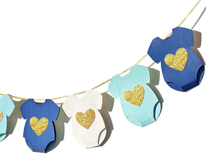 Letjolt Blue Baby Shower Boys Garland Gender Reveal Banner 9 Flags | Pre-Strung by Letjolt