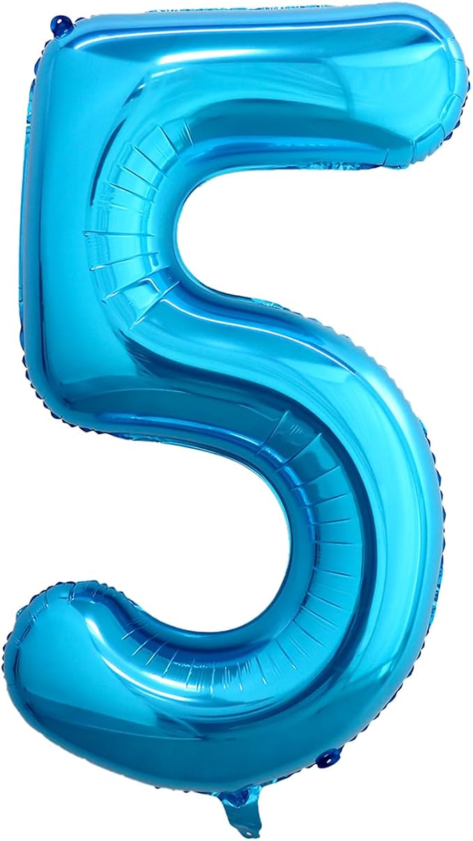 40 Inch Blue Number 5 Balloon, Giant Number Balloons, Birthday Decorations | by Unknown