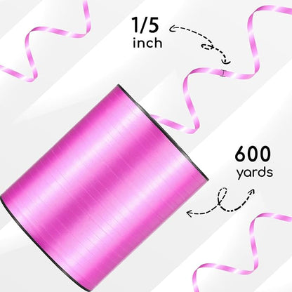 600 Yards Hot Pink Curling Ribbon 1/5‘’ Hot Pink Balloon String - Image 2