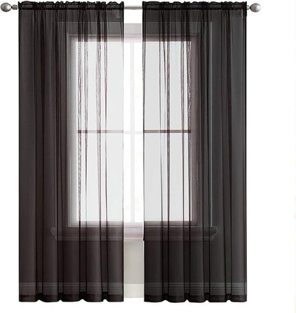 SpaceDresser Basic Rod Pocket Sheer Voile Window Curtain Panels White 1 Pair 2 - Image 3