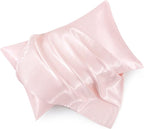 Blush Pink Satin Pillowcase Standard Set of 2 with Envelope Closure，Blush Pink Silk Pillowcase for Hair and Skin (20x26)