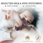 Silk Hair Scrunchies, 100% Mulberry Silk Hair Tie, No Damage for Frizz Prevention, Sleep and Night Scrunchie, Hair Accessories for Women (Rubber Red, Haze Blue, Light Blue, Gray, Sauce Purple)