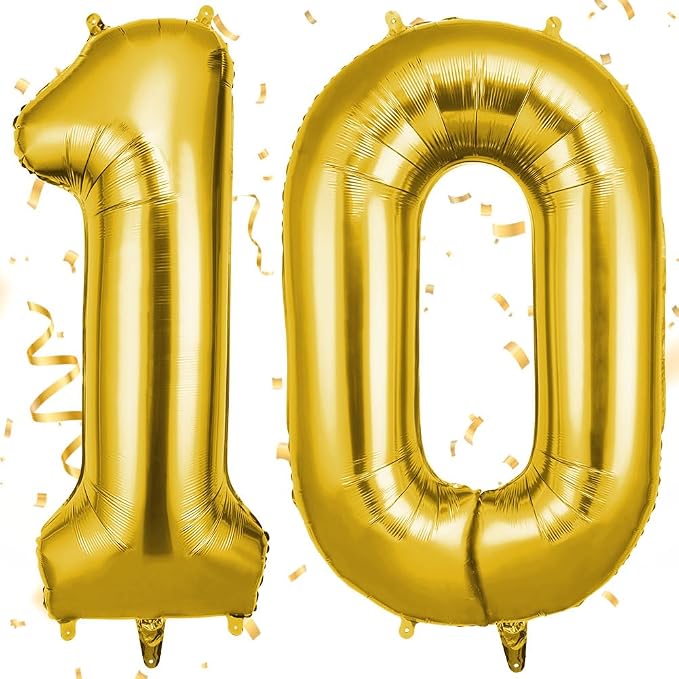 OFFCUP 40 Inch Gold Number 10 Balloon by OFFCUP