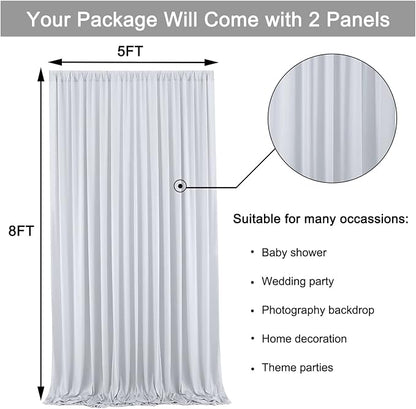 10 ft x 8 ft Wrinkle Free Silver Backdrop Curtain - Image 3