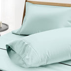 THREAD SPREAD 100% Egyptian Cotton Pillowcases King - 1000 Thread Count Pillow Cases King Size Set of 2, Soft Cooling & Breathable Extra Long Staple Sateen Weave Cotton Pillow Cover for Bed - Sea Foam