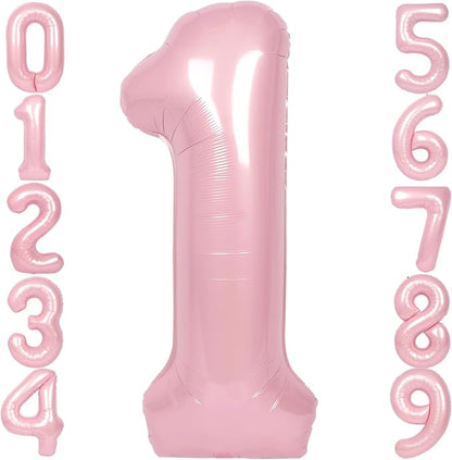 SUWEN 40 Inch Pink Large 1 Balloon Numbers Big Foil Helium Number Balloons 0-9 by SUWEN