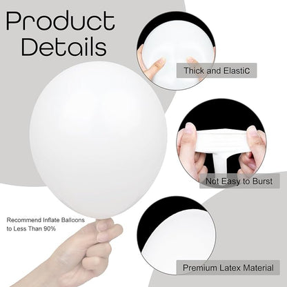 Ouddy Party 129Pcs Matte White Balloons Different Sizes 18 12 10 5 Inch | 6Pcs - Image 3