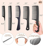 Hair Combs Set, Large Wide Tooth Comb, Rat Tail, Fine Tooth Comb For Women Men Fine Thick Curlys Wet Hair Styling Detangling Parting Cutting (5PCS)
