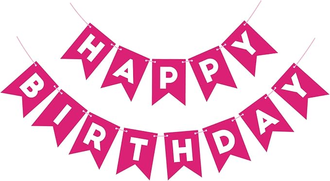Hot Pink Happy Birthday Banner Sign by Hooqict