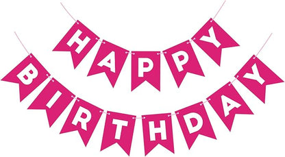 Hot Pink Happy Birthday Banner Sign by Hooqict