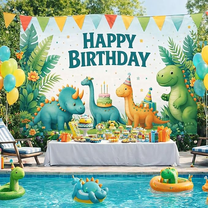 Dinosaur Birthday Decorations Banner 71x43 Inch, Large Dinosaur Birthday Party - Image 3