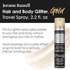 Jerome Russell Temporary Hair and Body Glitter Color Spray, Travel Spray, Lightweight, Adds Sparkly Shimmery Glow, Perfect to use On Hair, Skin, or Clothing, 2.2 oz - Glitter Gold x 3 Pack