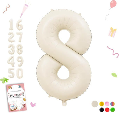 40 Inch Beige Number 8 Balloons by Smlpuame
