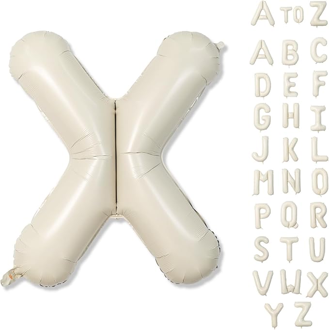 Giant Alphabet X Foil Name Balloons, Cream Ivory White Inflatable Word X Letters by Lingqiang