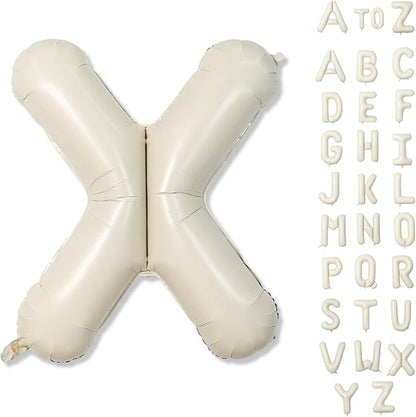 Giant Alphabet X Foil Name Balloons, Cream Ivory White Inflatable Word X Letters by Lingqiang
