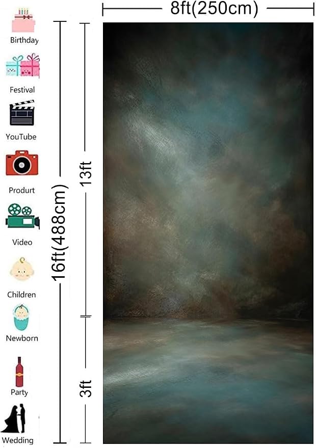 8x16ft Aqua Backdrops Portrait Backdrops - Image 3