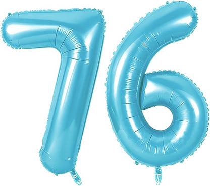 Number 76 Balloons for 76th Birthday Party Decorations, 0-100 Large No.76 by Joycard