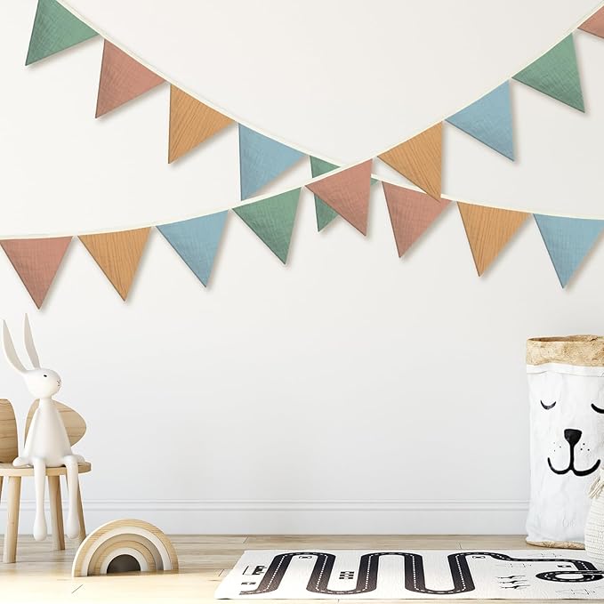 Oudain 2 Pcs Pennant Banner Flags Nursery Garland Triangle Bunting Flags - Image 5