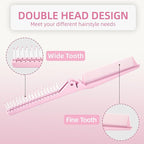 2 Pack Folding Hair Combs, Foldable Comb Brush Combo, Mini Protable Folding brush for Purse Bags Porket, Travel Size Hair Comb, Small Pocket Combs for Women and Girls(Pink&Purple)