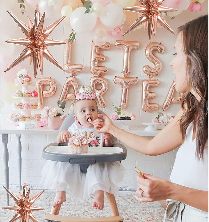 TONIFUL 4 Pcs Explosion Star Balloons Rose Gold Foil Balloon Party Decor | 22 - Image 4