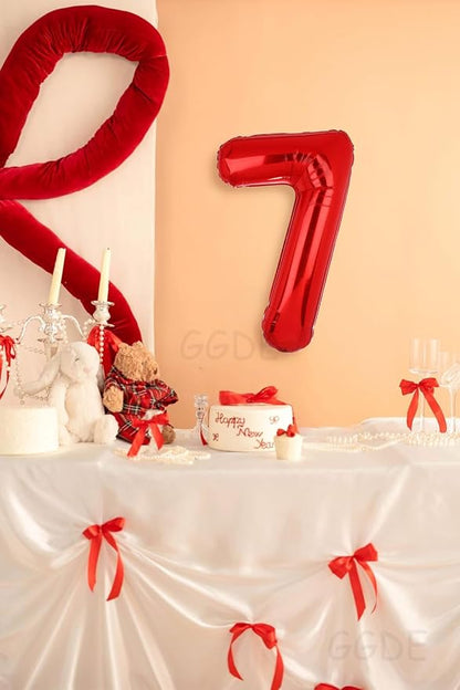 40 Inch 7 Red Number Balloons Mylar Foil Balloons 7th Birthday Party Decor | - Image 6