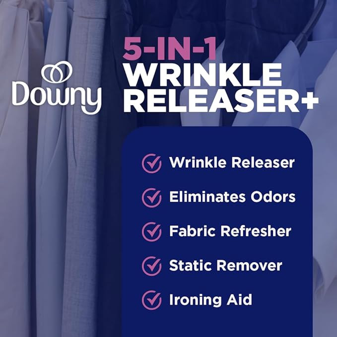 Downy Wrinkle Releaser Fabric Spray, Light Fresh Scent, 33.8 Fl Oz (Pack of 2)