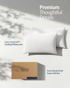 REST® Evercool®+ Cooling Pillowcases King - 2 Pillowcases for Sensitive Skin, Silver Infused Fabric for Hygienic Sleep, Silky Smooth for Curly Hair, High Elastic for Snug Fit (19x35 inches)