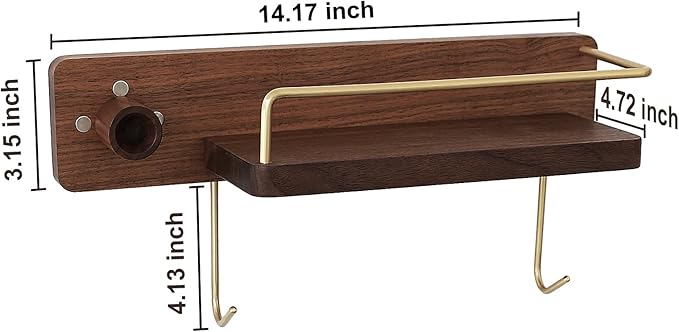 for Dyson Supersonic Hair Dryer Wall Mount Stand Holder, Blow Dryer Accessories and Attachments Organizer Storage Rack, Wood