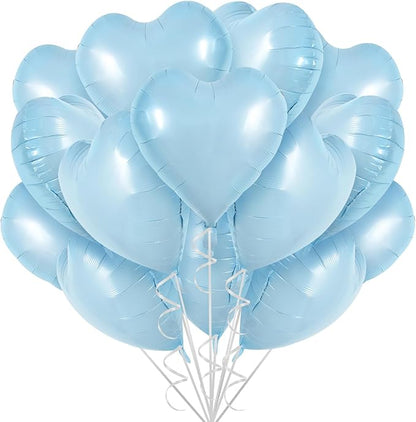 TONIFUL 30 Pcs Baby Blue Heart Balloons 18 Inch Heart Shape Foil Balloon | by TONIFUL
