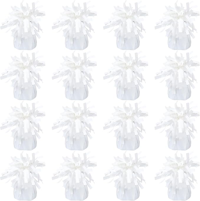 16 Pack White Balloon Weights Metallic Holder Anchors Balloon Holder Weights by Unknown