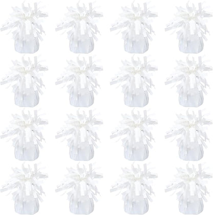 16 Pack White Balloon Weights Metallic Holder Anchors Balloon Holder Weights by Unknown