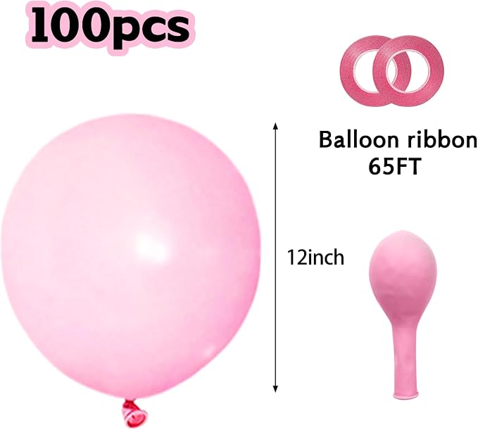 Pastel Pink Balloons 12 Inch 100 Pack light Pink Latex Balloons Baby Pink Party - Image 2