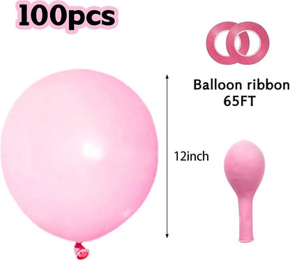 Pastel Pink Balloons 12 Inch 100 Pack light Pink Latex Balloons Baby Pink Party - Image 2