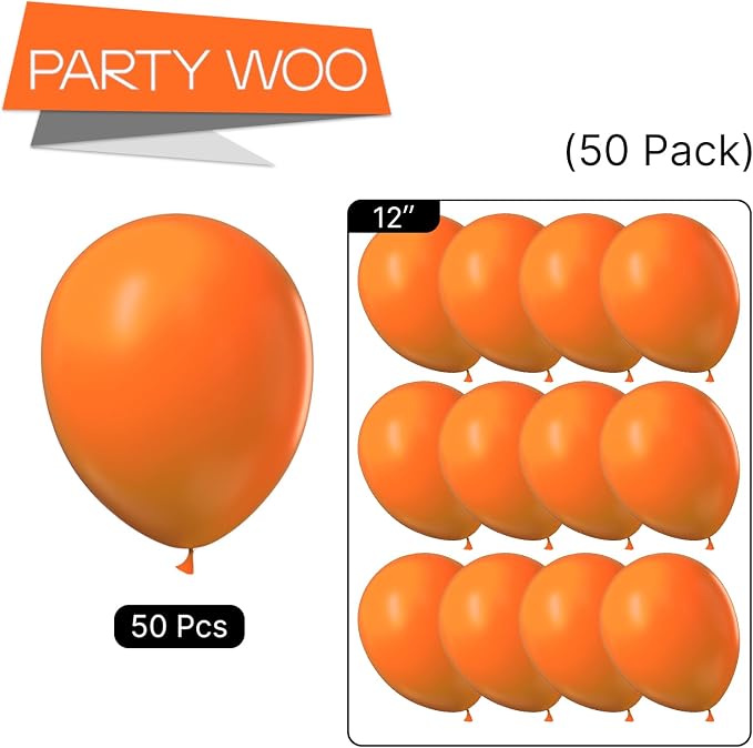 PartyWoo Orange Balloons 50pcs Fall Latex Helium Balloons 12 Inch | Birthday - Image 5