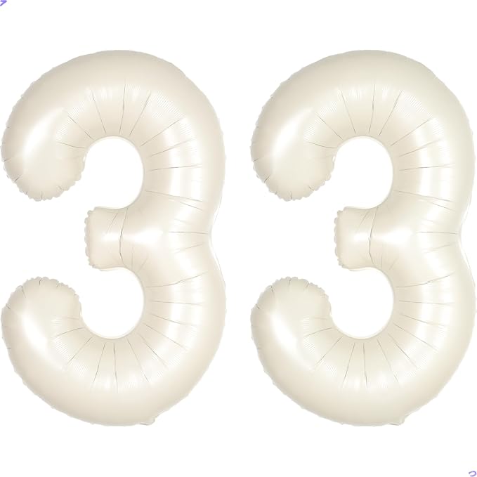 Cream White Number 33 Balloon for First Birthday Decorations, 40 inch Huge by Unknown