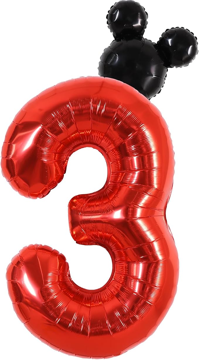 40 Inch Red Foil Number 3 Balloon by Vuzvuv