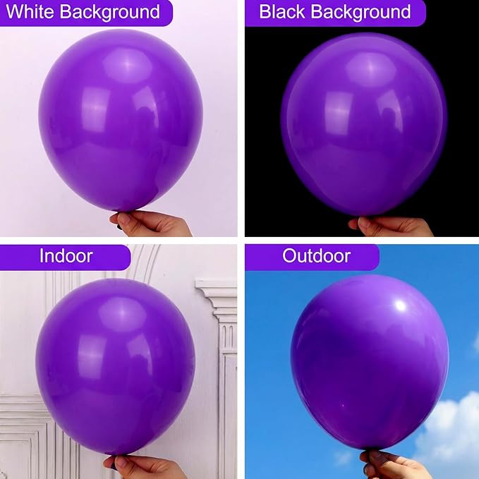 RUBFAC 135pcs Dark Purple Balloons, Latex Royal Purple Balloon Different Sizes - Image 4