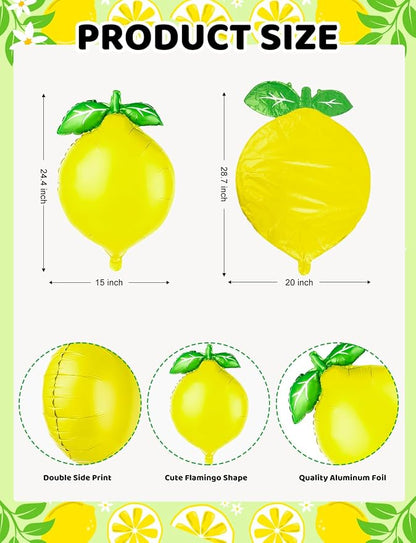 5Pcs Lemon Foil Balloons, Lemon Balloons - Image 2