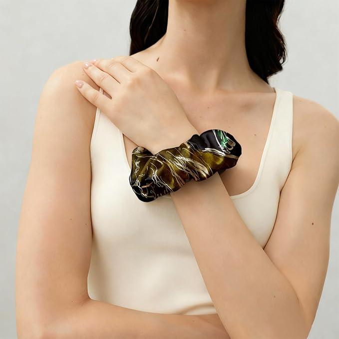 LILYSILK Silk Hair Scrunchies Ties for Frizz & Breakage Prevention 100% Mulberry No Damage Elastic Ponytail Holders, Leo