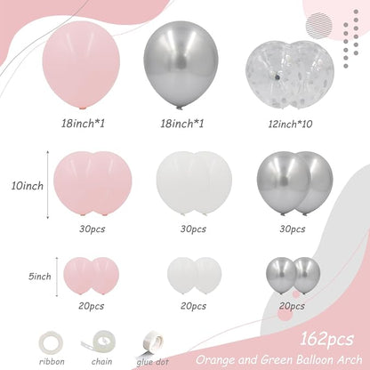 Pink White Silver Balloons Arch Kit - Image 2