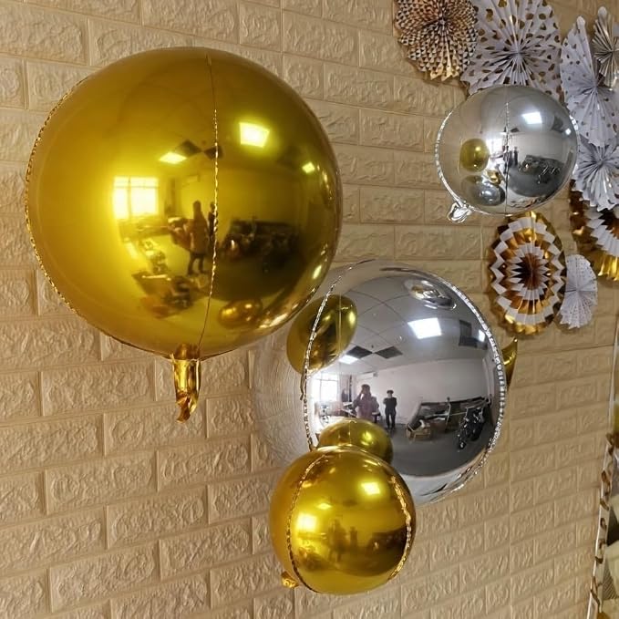 13pcs Gold 4D Balloons 22" 18" 10" 4D Gold Ball Balloon Golds Metallic Foil - Image 4