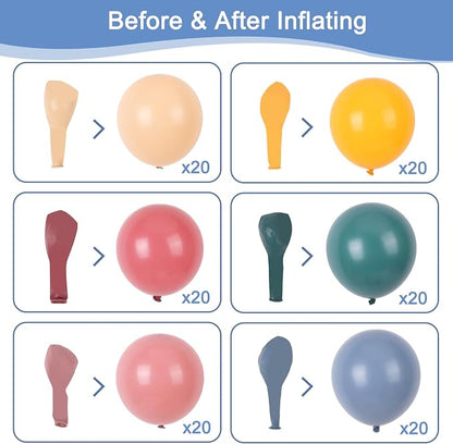 RUBFAC Boho Rainbow Balloons 120pcs 12 Inches Assorted Color Latex Balloons - Image 3