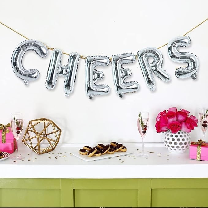 TONIFUL Silver Letter Balloons 2 Set 16 Inch A-Z Custom Alphabet Banner | 52 - Image 4