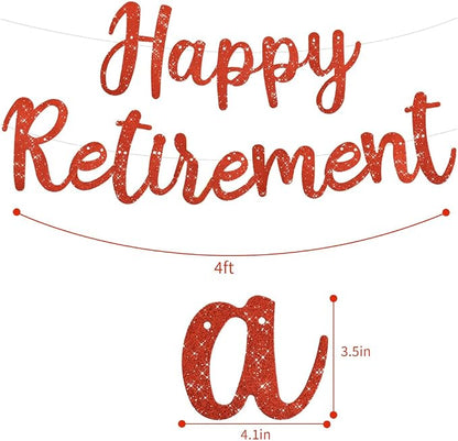 BEISHIDA Pre-Strung Glitter Red Happy Retirement Banner Party Decoration | NO - Image 2